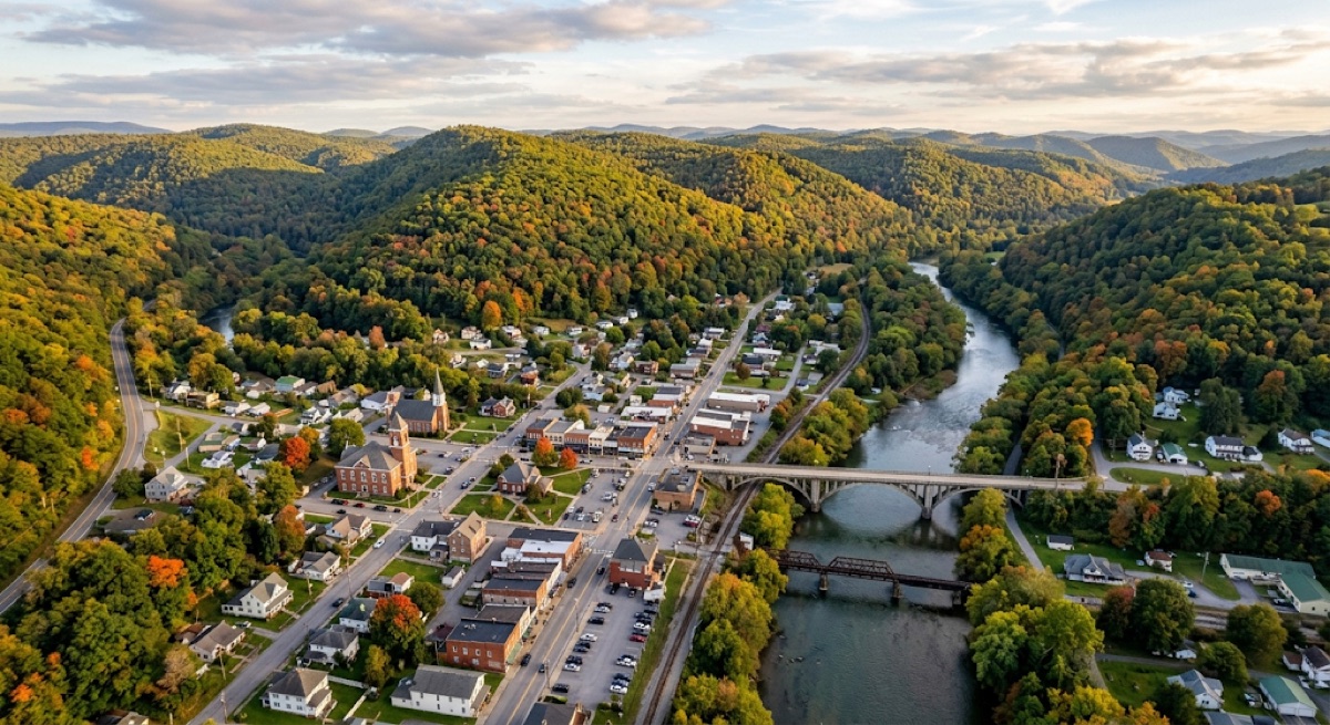 Aerial view of Marlinton, West Virginia